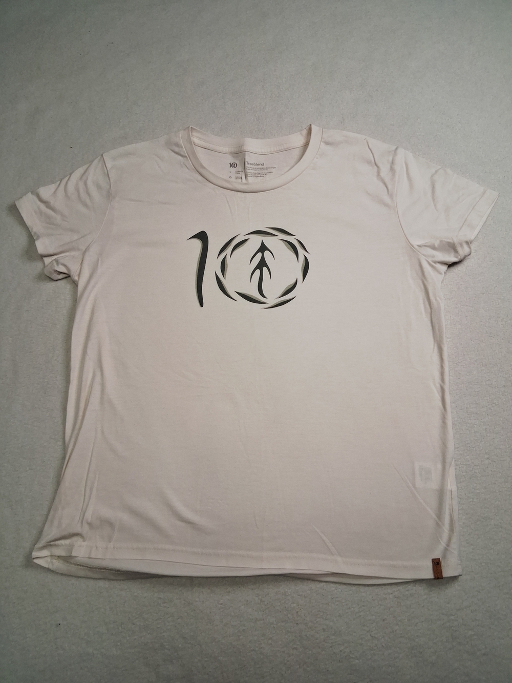 tentree Cream Short Sleeve Tee with Black Circular Logo